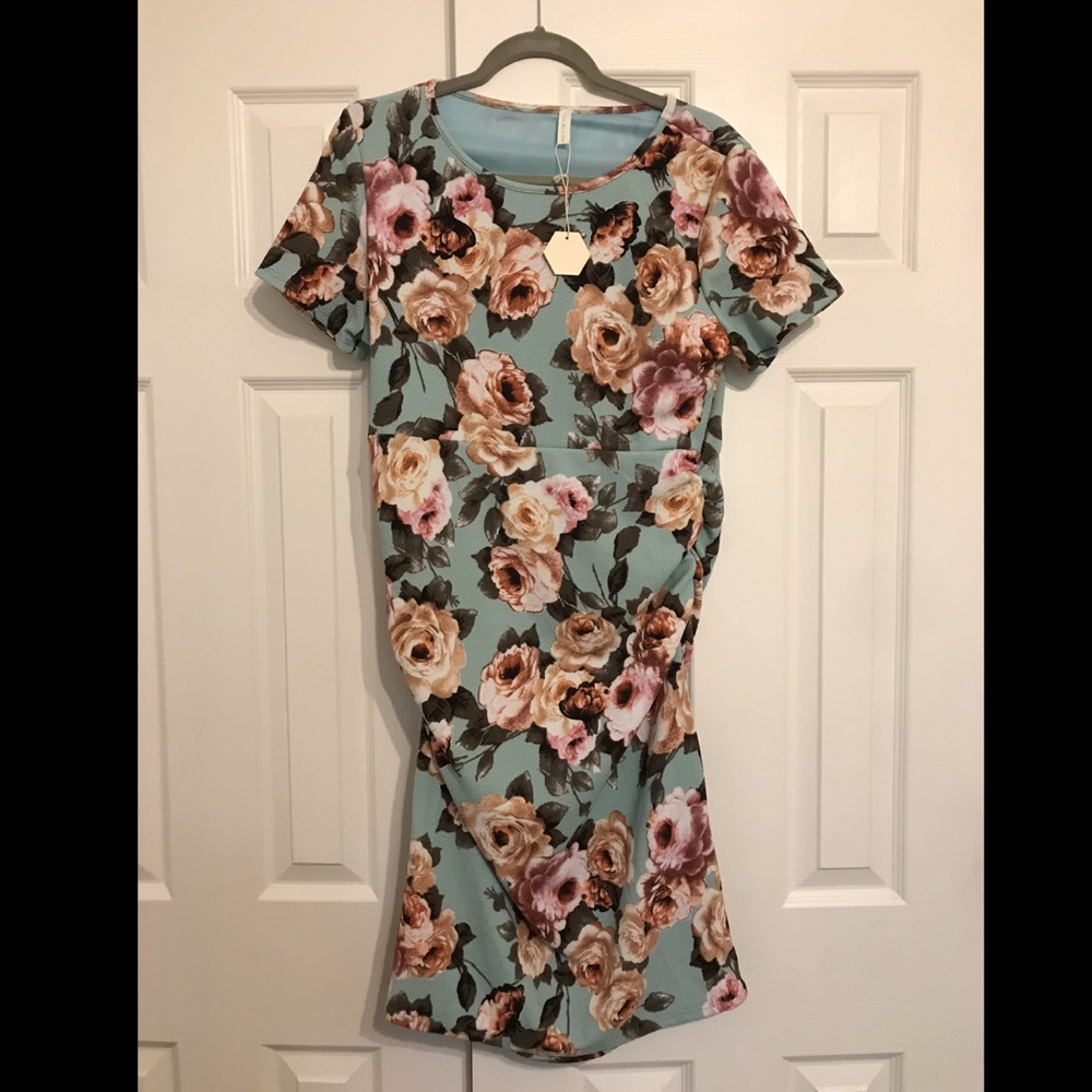 Blue floral maternity dress